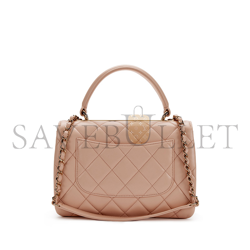 Ch**el quilted lambskin small trendy cc top handle flap bag gold hardware (25*17*9cm)